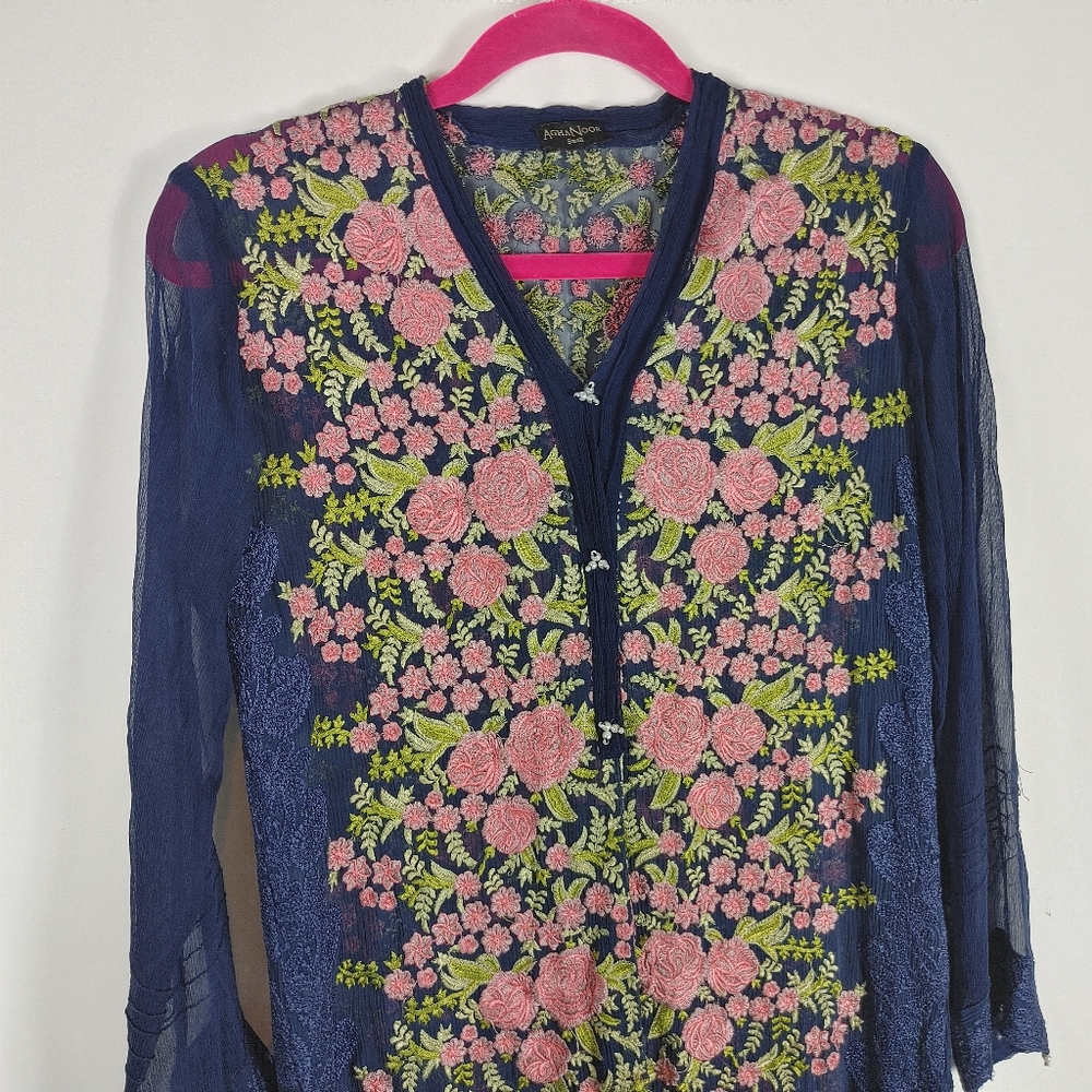 AGHA NOOR Kurti Embroidered Beaded Women's size Sm